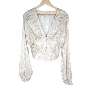 Divine Heritage Womens Floral Print Medium Crop Top Romantic Vintage Boho Chic